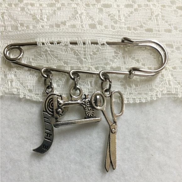 Seamstress Sewing Charm Brooch - Picture 4 of 10